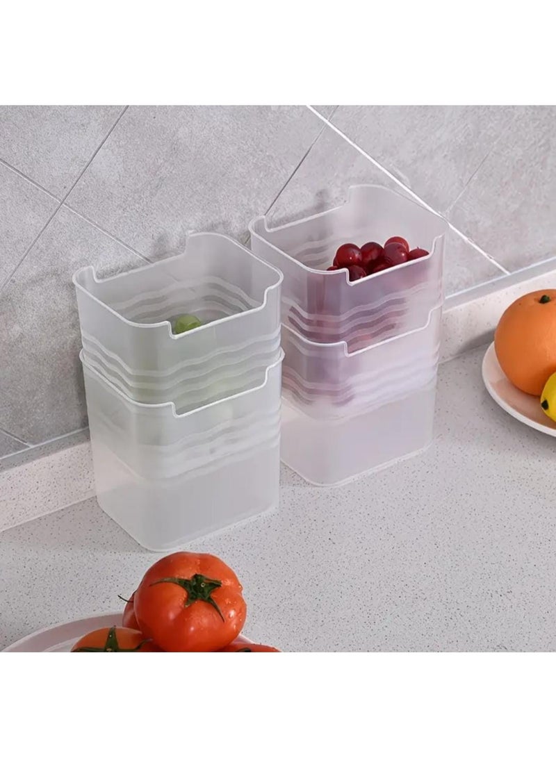 LDQ Set of 5 Refrigerator Organizers – Sealed Stackable Food Storage Containers with Lids for Produce – Durable Fridge Storage Bins for Freshness - Image 5